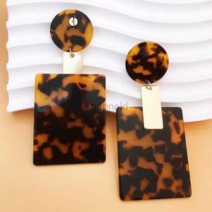 Outros quadros quadrados de hip-hop Brincho de queda de resina simples para mulheres Multi-Color Exagerado Punk Leopard Geometry Brincos de Holiday Gift Jewelry 240419