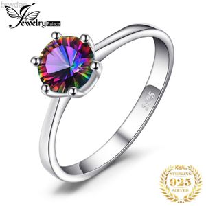 Solitaire Ring JewelryPalace Natural Rainbow Mystic Quartz 925 Sterling Silver Ring For Women Solitaire Gemstone Jewelry Engagement Ring D240419