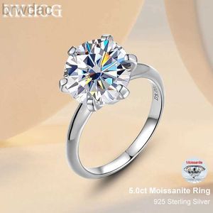 Solitaire Ring Sparking 5CT Moissanite Rings for Women Engagement Wedding Band 925 Sterling Silver Classic Romantic 6 Claws Ring Smycken Gift D240419