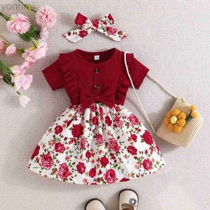 Abiti da ragazza vestito bambina da 0 a 3 anni Summer Short Short Fashion Cute Kids Floral Kids Dresses per neonati neonati D240423