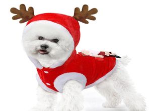 Köpek giyim kapüşonlu evcil kedi Noel Noel Baba Elk Kış Sıcak Giysiler Elbise Kıvrımlı Kıyafetler Köpekler için Hoodies Roupa Para Cachorro3360440