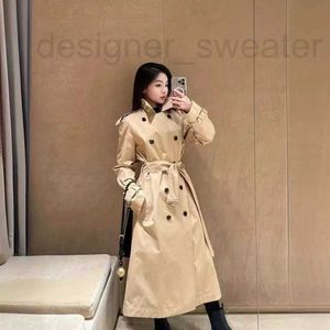 Women's Trench Coats Designer Spring and Autumn Long Style Windbreaker with B-shaped Buckle Ring Waist Belt and Gwy Inner Lining for Casual Loose Women's Windbreaker