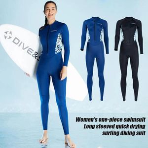 Kadın Mayo Kadınlar Uzun Kollu Tek Parçalı Mayo Buz Duygu Dalış Cilt UV Koruma Ön Fermuar Hızlı Kurutma Sörf Wetsuit Takım