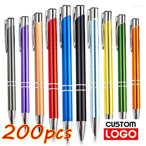 200pcs Metal Ball Pen Custom Logo Promotional Gift Personalized Giveaway Advertising Wholesale Laser Engraving Name Text