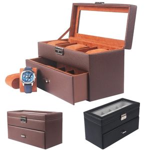 Watch Box 10-Slot Watch Case with Large Glass Lid Removable Watch Pillows Watch Box Organizer Gift for Loved Ones 240416