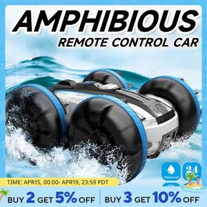 24G Amphibious Stunt Remote Control Vehicle Double Sided Tumbling Climbing RC Car Childrens Electric Toy Christmas Gifts 240417