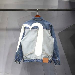 Herrenjacken Frühling Herbst Denim bestickter unregelmäßiger M -Jacke Große Langarmjacke Paar lässiger Graben