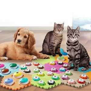 Comunicação de gato Button Small Button Dog Mini Recording Training Bell Celebrity Celebrity Pet Voice Tapping Sound Making Toy 240418