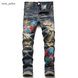 Chromee Jeans Herren Designer Jeans High Elastics Delessed Chrome Jeans zerrissen Slim Fit Motorcycle Heart Biker Denim für Männer Fashion Black 8725