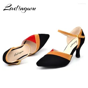 Dance Shoes Ladingwu Wholesale Women Latin Flannel Ballroom Dancing For Brown Red Blue Salsa Pointe