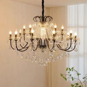 Chandeliers Ly Black Candle Chandelier Nordic Contemporary Crystal Pendant Lamps European Lighting AC Home Decoration