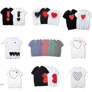 COMMES Designer Play T Shirt DES GARCONS Cotton Fashion Brand Red Heart Embroidery T-Shirt Women's Love Sleeve Couple Short Sleeve Men Cdgs Play 2478