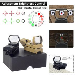 Kırmızı yeşil nokta tabancası görme kapsamı refleks görüşü, 4 ayarlanabilir retikül 20 mm ray montajlı holografik optik