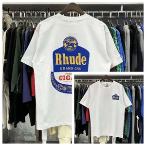 Parstil Rhudes Shirts 24SS Herr T Shirt Rhude Shirt Designer Skjorta Pure Cotton Tees Street Fashion Casual Par Matchande korta ärmar S-XL 961