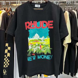 RHUDE HIP HOP STREETWEAR有名なデザイナーメンズTシャツファッションRHUDEシャツ高品質の半袖グラフィックプリント服