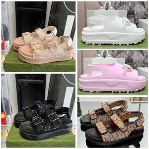 Designer Women G Horseshoe Flatform Sandaler Fashion Crystals Mesh Drill Sandal Luxury Matsuke Tjock Sole Rubber Faced Sandaler Storlek 35-42