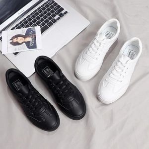 Casual Shoes White Low-top Breathable Women's Korean Microfiber Student Lace-up Sneakers All Black Work Zapatillas Mujer
