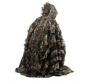 Hunting Camo 3D Leaf cloak Yowie Ghillie Breathable Open Poncho Type Camouflage Birdwatching Poncho Windbreaker Sniper Suit Gear6987514