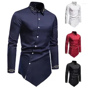 Camisas de vestido masculinas 2024 Camisa de manga comprida primave