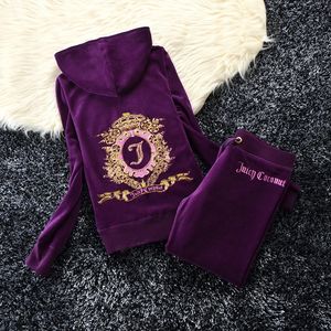 Y2K Velvet Sportswear Juicy Trowuit Kadınların Gündelik Hoodies Sweatshirt ve Pantolon Set İki Parçalı Set Kadınların Trailsuit 2024 İlkbahar/Sonbahar YENİ