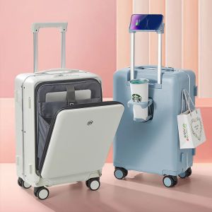 Багаж 20/24 дюйма путешествий чемодан на колесах USB Rolling Bugge Case Multifunction Trolley Bagage Bag Свет.