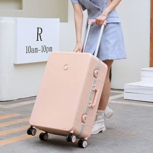 Bolsa-Ons Cabin Rolling Bagage Woman Aluminium Frame Senha Viagem São com Roda Silenciosa Universal PC+ABS Bolsa de bagagem