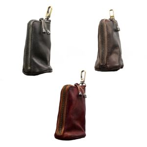 Wallets Portable Vintage Leather Key Bag Car Key Holder Purse Zipper Coin Organizer Keychain Wallet Women Men Mini Key Cover Change Bag