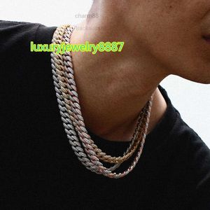10mm Moissanite Stone Sterling Silver S925 Chave de moda de hip -hop Chain Chain Chain Chain Chain Chain