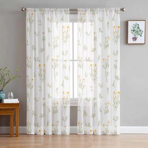 Vorhang Vintage Muster Daisy Butterfly Sheer Tüll Vorhänge für Wohnzimmer Valance Küche Schlafzimmer Fenster Voile Vorhänge