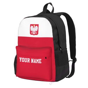 Backpacks benutzerdefinierte Name Polen Flag Polyester Rucksack für Männer Frauen Reisen Tasche Freizeitstudenten Wanderlager Camping