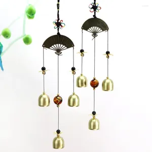 Dekorativa figurer 1st Metal Wind Chime Bells Fan Styling Hanging Home Wall Decoration Presentbil Utomhus Garden Bronze Color