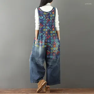 Kvinnors jeans breda ben rembyxor tryckt denim byxor Kläd mode slitna vita trasiga hål japanska koreanska fritid