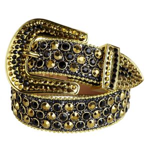 Western Bling Bling Colorful Crystal Gold & Black Rhinestone Belt Studded Belt Removable Buckle for men2373785