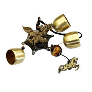 Decorative Figurines Feng Shui Lucky Eagle Bronze Color Temple 3 Bells Windchimes W3007