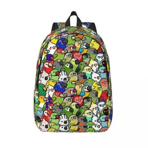 Bags Parrot Meme Canvas Backpacks Cute Birds Print Unique Bag Elementary School Backpack Lightweight Bags