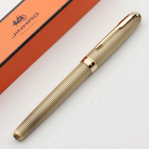 Pennor Jinhao Fountain Pen Ny lyxbronsbläck Pennor Högkvalitativa metall Gyllene klipp Pens Office -gåva