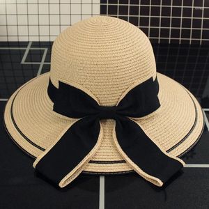 Wide Brim Hats 2024 Straw Hat Women's Summer Sunshade And Sunscreen Beach Folding Travel Korean Version Versatile Sweet Sun YC142