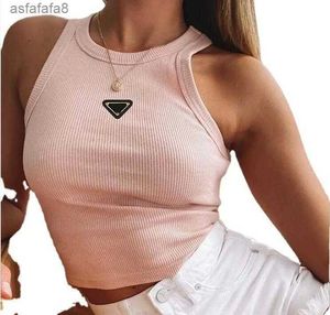 Summer White Women T-shirt Topps TEES CROP TOP EBRODERY SEXY AUDLIG Black Tank Casual ärmlösa rygglösa skjortor Luxur Designer Solid Color Vest 4N7E