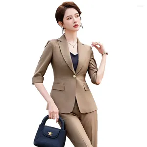 Women's Two Piece Pants Slim Blazer And Flare Set Work Pantsuits Office Lady Suit Spring Summer Outfit OL 2 Pcs Business Interview Uniform