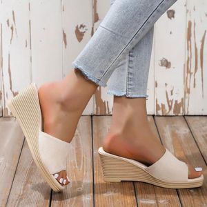 Slippers Women's Platform 2024 Summer Plus Size Female Shoes Roman Peep Toe Wedge Casual Ladies Sandals