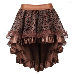 Spódnice steampunki gotycki burleski seksowna kwiatowa koronkowa spódnica kobiety asymetryczne wysokie niskie showgirls taniec mody plus size