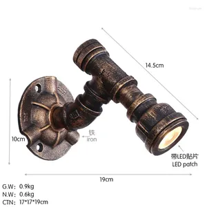 Wall Lamp American Antique Rural Simple Water Pipe Iron Art Decoration Lighting Light LED Industrial Wind El/Restaurant/Bar