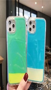 Nytt lysande neon sandskydd för iPhone 11 Pro xs Max X XR 6 7 8 Plus Glow in the Dark Liquid Glitter Quicksand Cases9248221