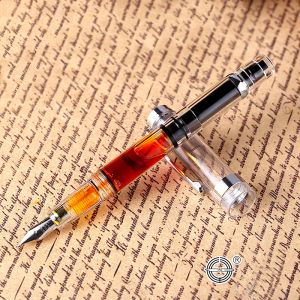 Pens Luxury High Grade Yong Sheng 698 Fountain Pen Pistons Type Resin Lead Office Stationery 0.5 Nib Calligraphy Ink Pens Gift