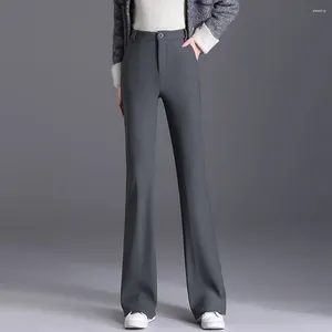 Women's Pants Classic Gray Women Office Lady High Waist Flare Casual Solid Black Straight Suit Trousers Womens Streetwear Clothing