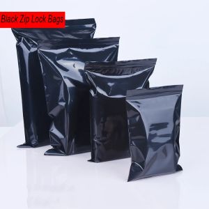 Bolsas 100pcs/lote cor preta de sacos plásticos self -selfing, sacos de zíper com zíper sacos de fechadura de zíper para armazenamento