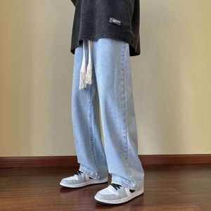 American Style High Street Jeans, Men's Straight Leg Loose Fit Oversized Wide Leg Pants, New Trendy Brand Versatile Trend Casual Men's Pants