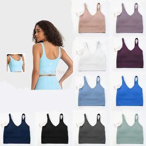 Designers Lu-088 Women Sports Bh Sexig Tank Top Tight Yoga Vest med bröstkudde ingen smörig mjuk atletisk fiess Clothe Custom