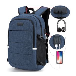 Ryggsäckar fashionabla multi pocket neutral ryggsäck, vattentät, antitheft, 14 tum dator ryggsäck, USB och hörlurar reserverade portar
