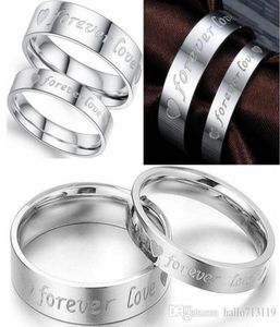 36 pezzi 18 pairs Silver Forever Love Couples Lovers Rings Fit Fit Wedding Engagement Ring His Wele Metecione Marito Birthday951643331